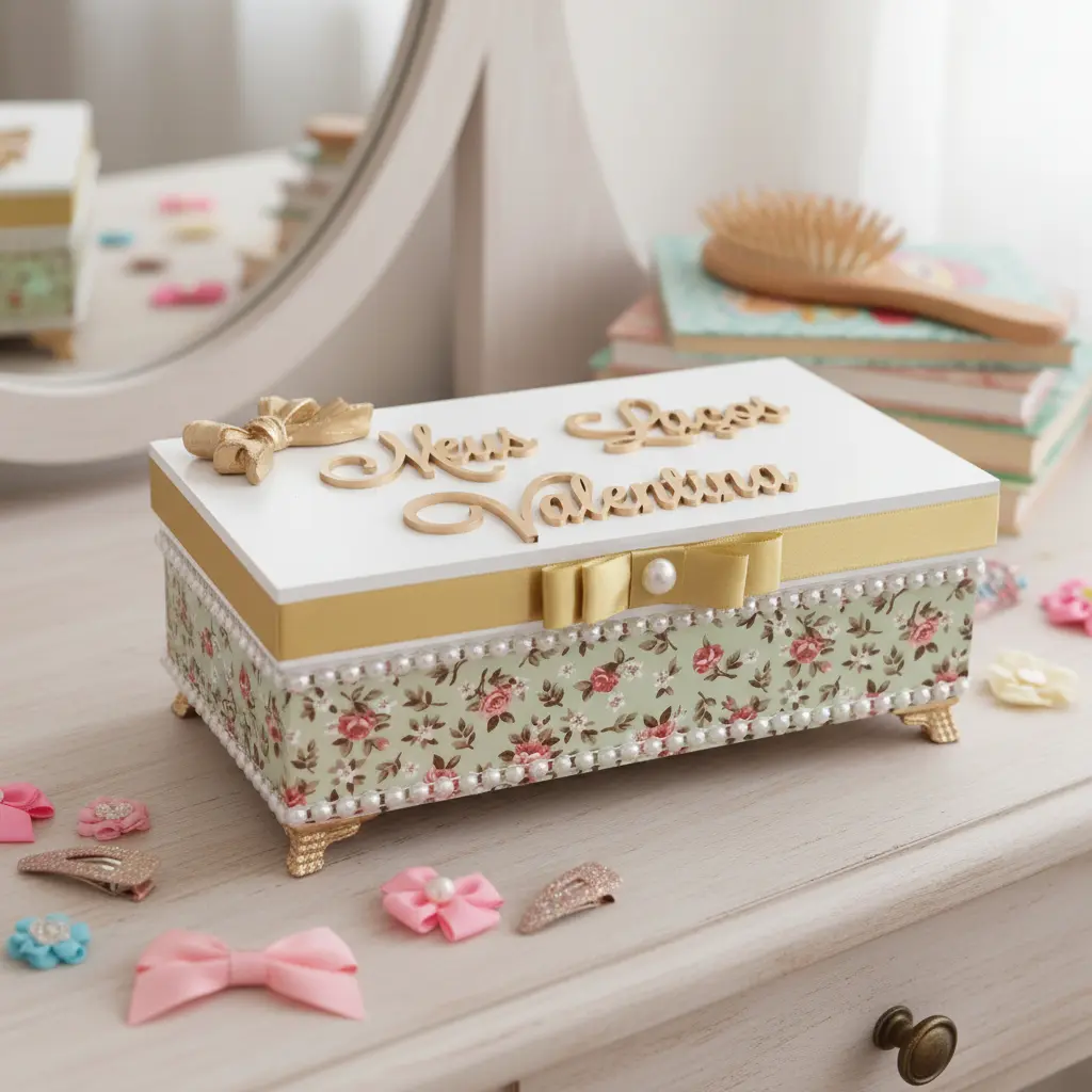 Caixa Porta Laços Mdf Decorado Para Meninas