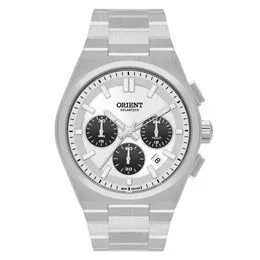 Relógio Masculino Orient Solartech Cronógrafo Panda MBSSC274 S1SX Branco e Preto