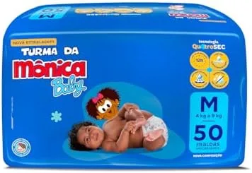 Fralda Turma da Mônica Baby Mega M 50 Unidades