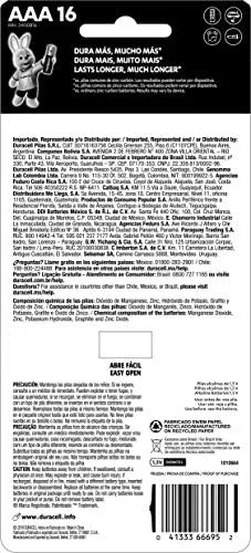 Duracell Pilha Alcalina AAA Palito Com 16 Unidades – Dura Mais – Ideal para Controles Remotos, Brinquedos e Lanternas
