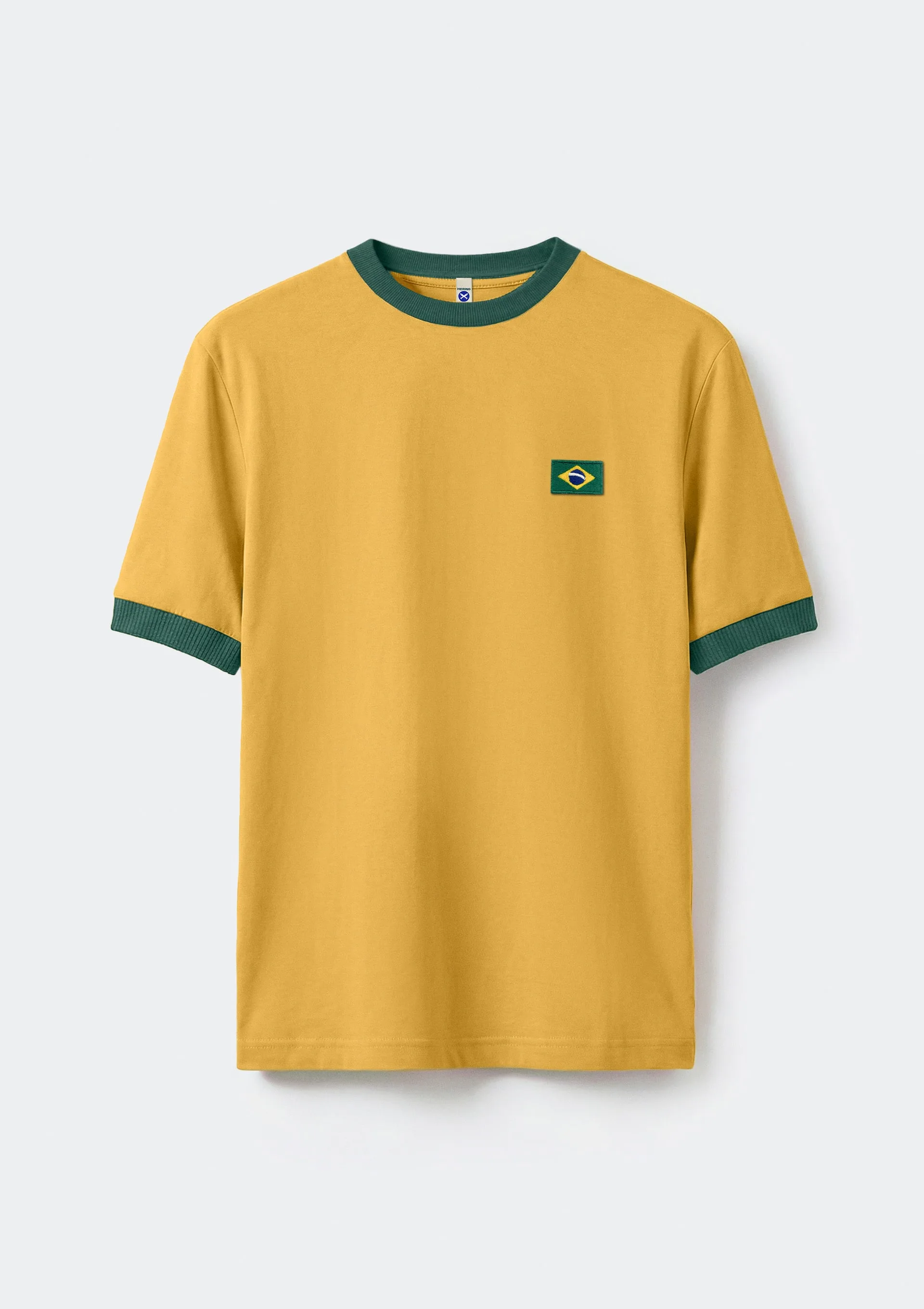Camiseta Masculina Com Patch Drop Brasil - Amarelo