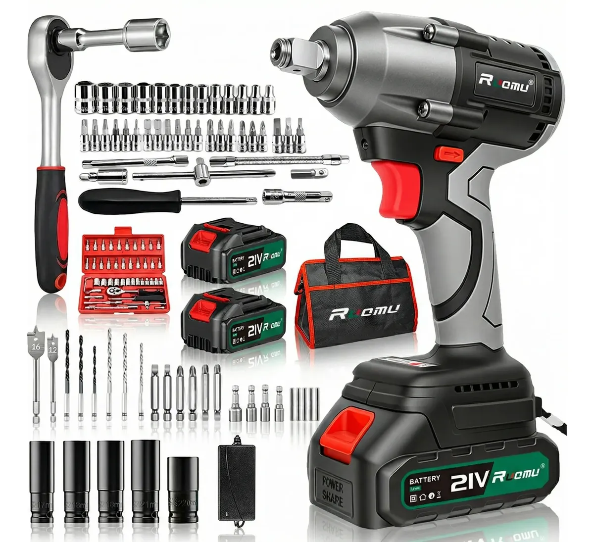 Chave De Impacto Brushless Parafusadeira Furadeira 2 Bateria Cinza/preto 110/127/220v 60hz