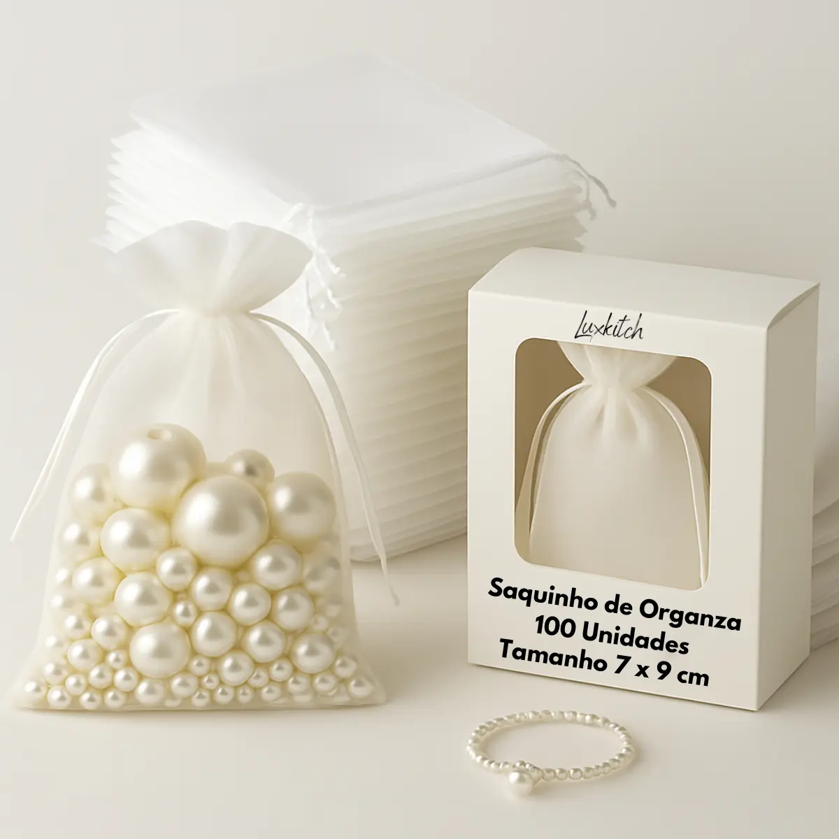 Kit 100 Saquinho Organza 7x9 Saco Tule Premium Brinde Festa