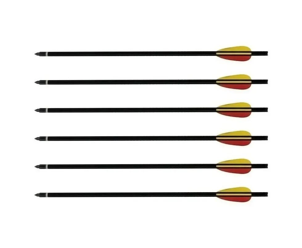 Kit 6 Flechas De Alumínio Para Besta / Balestra 20" Black Ponta Rosqueada - Man Kung