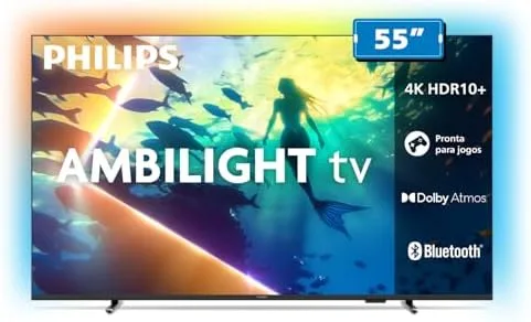 PHILIPS, Smart TV Ambilight 55" 4K, 55PUG8100/78, Comando de Voz, HDR10+/Dolby Atmos, VRR/ALLM, Bluetooth