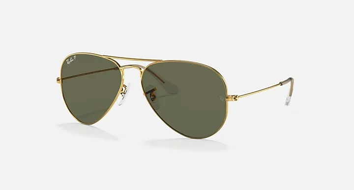 Ray-Ban AVIATOR CLASSIC Dourado-arista|Arista Gold with G-15 Verde Polarizado|G-15 Green Polarized Cor uniforme|Solid Color lens
