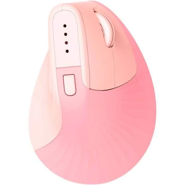 Mouse ergonômico sem fio, Vertical, 4000 DPI, Rosa, MWBE08P, Ergo + Pilha Alcalina Duracell Pequena AA, Optimum CX 1 UN