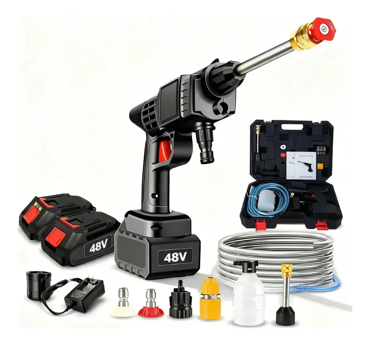 Lavadora Potente Portátil Lava Jato 2 Baterias 48v Maleta Preto 127/220v 50/60hz