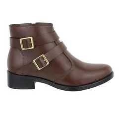 Bota Feminina Cano Curto Fivela Dupla