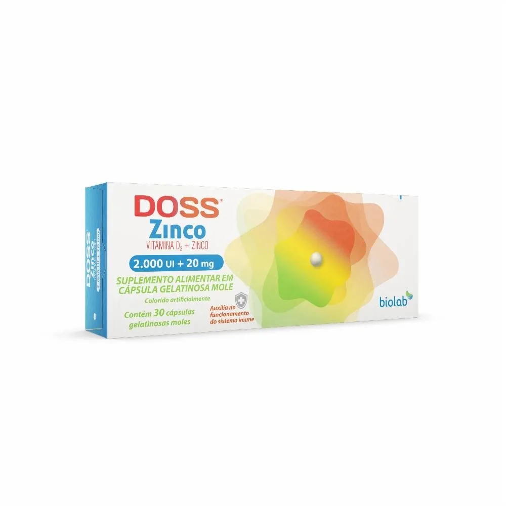 Doss Zinco 2000ui + 20mg 30 Cápsulas Gelatinosas Moles