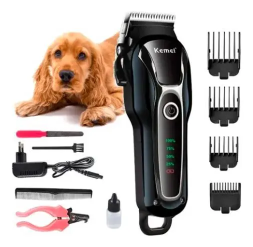 Maquininha Tosadora Sem Fio Profissional Kemei 1991 para Cachorros e Gatos