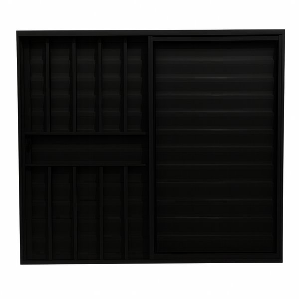 Veneziana 3 Folhas Aluminio Preto Com Grade 1,00x1,20