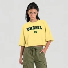 T-Shirt Feminina Brasil em Meia Malha Dianna