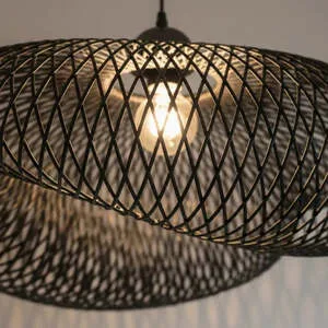 Luminária Artesanal Rattan Preto Nami 80cm Bahali