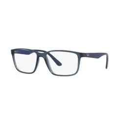Armação de Óculos de Grau Masculino Ray-Ban Retangular RX7207L 8241 Cor Azul Marinho - RAY BAN