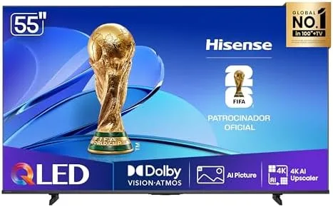 Hisense Smart TV UHD 4K QLED 55" Polegadas 55Q6QV com HDR10+, Dolby Atmos, Sports Mode, Game Mode Plus e Compatível com Alexa
