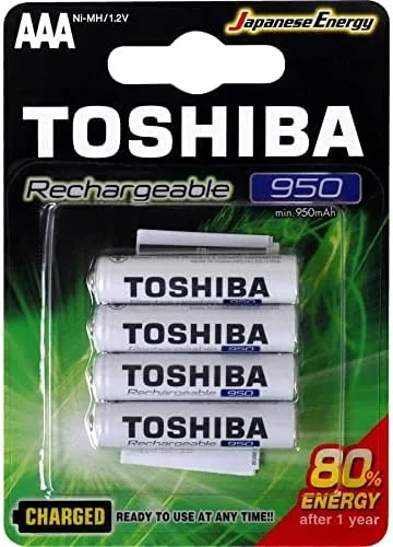 Pilha Recarregável AAA 1,2V 950mAh TNH3GAE TOSHIBA (Cartela com 4 unid.)