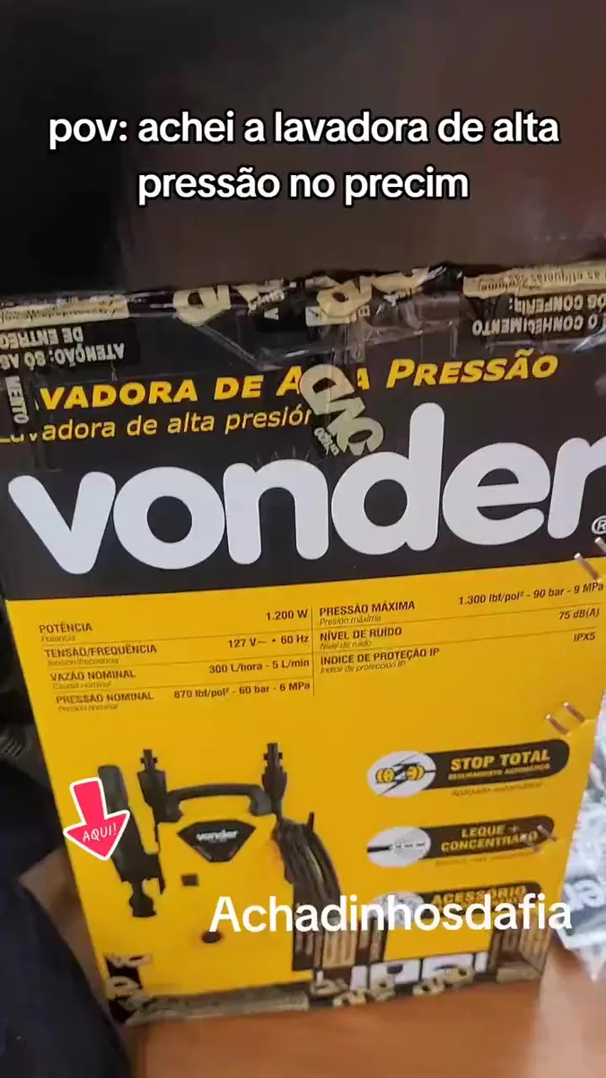 Lavadora de alta pressão Vonder Leve LAV1300 220V amarela de 1.3kW com 90bar de pressão máxima - 60Hz