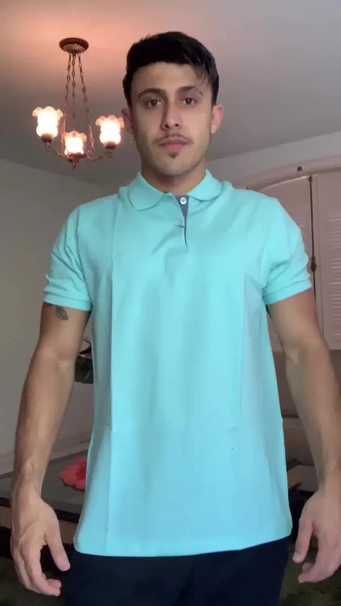 Camisa Masculina Social Gola Polo Ogochi Slim Manga Curta