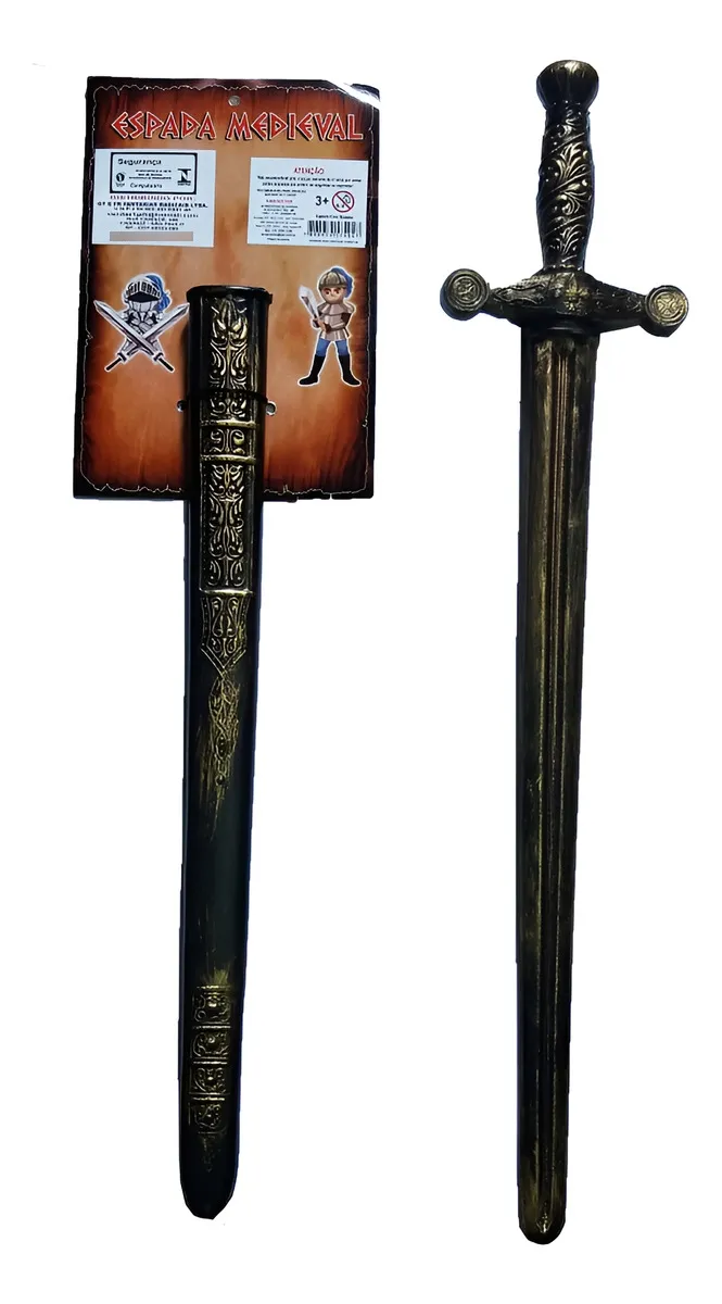 Espada Medieval Com Bainha Plastico Acessório Fantasia Elmo