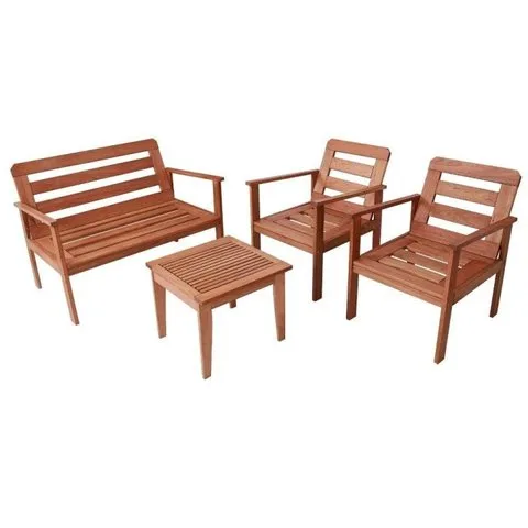 Conjunto para Jardim com 1 Sofá 2 Poltronas 1 Mesa de Centro Madeira Maciça Cairo sem Almofadinha Yescasa