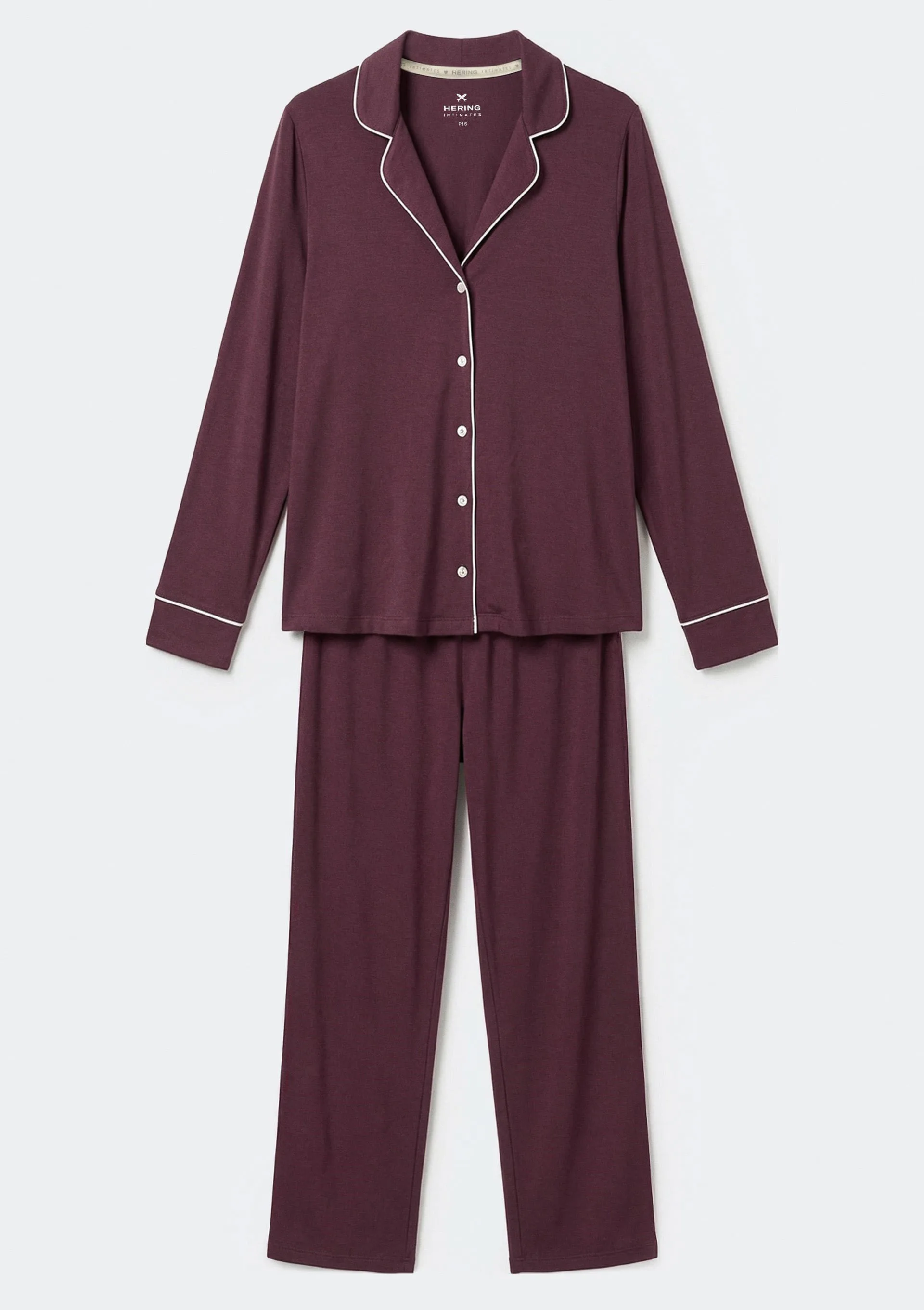 Pijama Feminino Longo Em Tricô - Vinho