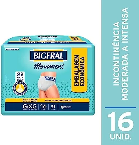 Roupa Íntima Bigfral Moviment G/XG 16 Unidades