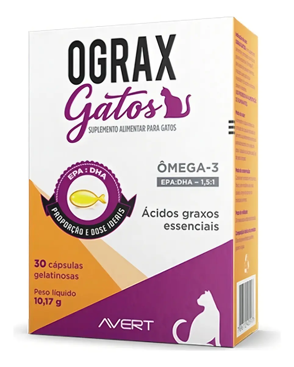Ograx Gatos Com 30 Capsulas Ômega 3 Ácidos Graxos Essenciais
