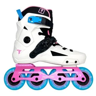 Patins Traxart Revolt Turbo Branco com Rosa - 80mm ABEC-9 Cromo