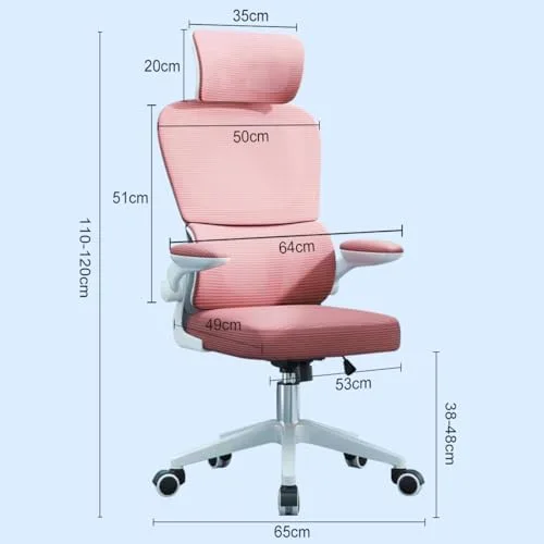 Cadeira de escritório, design ergonômico com suporte lombar independente, malha respirável e encosto de cabeça ajustável(Rosa)