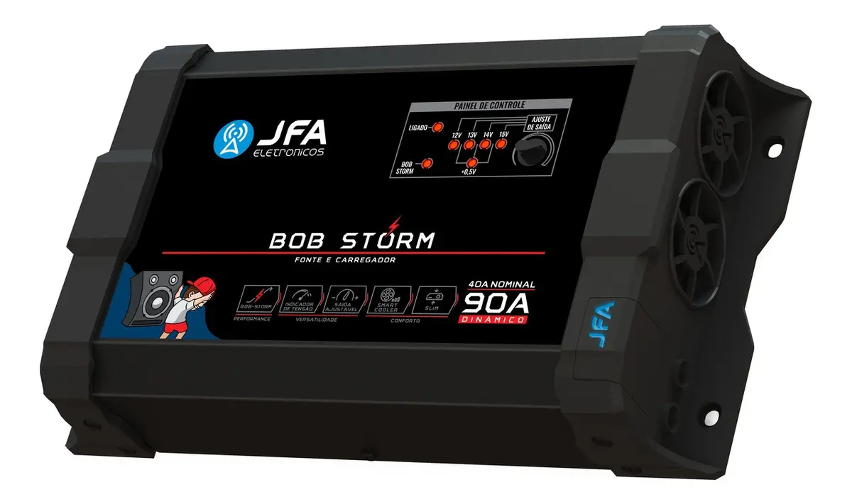 Fonte Carregador Jfa Bob Storm 90a Bivolt Automático Cor Preto Preto