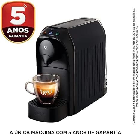 3 Corações TRES Cafeteira Espresso e Multibebida Passione Preta - 220V