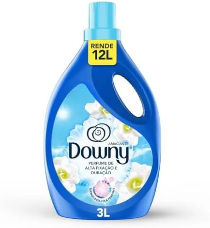 Downy Amaciante Concentrado Brisa Suave 3L, Rende 12L, Perfume Suave com Notas de Jazmin e Algodão