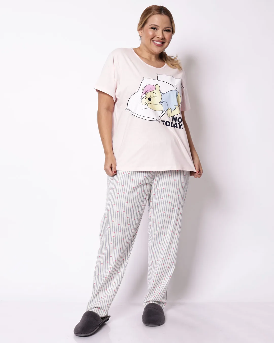 Pijama Plus Size Feminino Ursinho Pooh Rosa