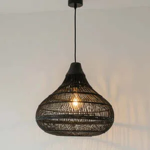 Luminária Artesanal Rattan Preto Amaya 55x50cm Bahali