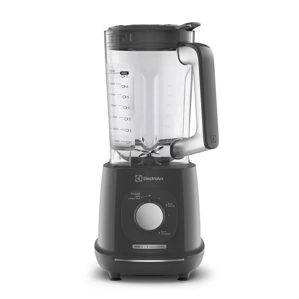 Liquidificador Electrolux 1000W 2,7L Cinza 110V TriForce 5 Velocidades Pulsar Autolimpeza Liquidificador Electrolux 1000W 2,7L Efficient com TriForce 5 Velocidades Cinza (EBL1000) 110V