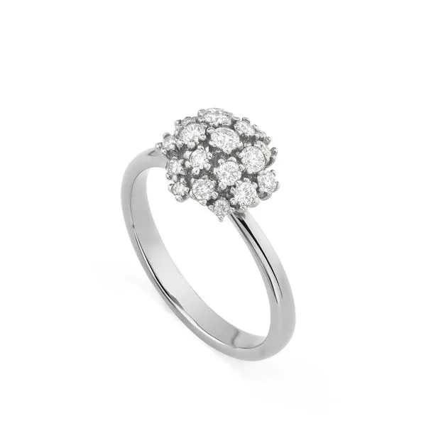 Anel de ouro branco 18K com diamantes - Médio - Coleção Buquê de Diamantes