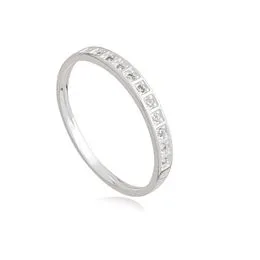 Anel de Prata Aparador Reto Cravejado com Zirconias - AN24906