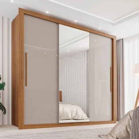 Guarda Roupa Casal 3 Portas com Espelho 4 Gavetas Costa Rica