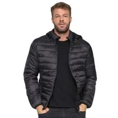 Jaqueta Masculina Puffer Industrie Lisa Impermeável com Capuz Removível