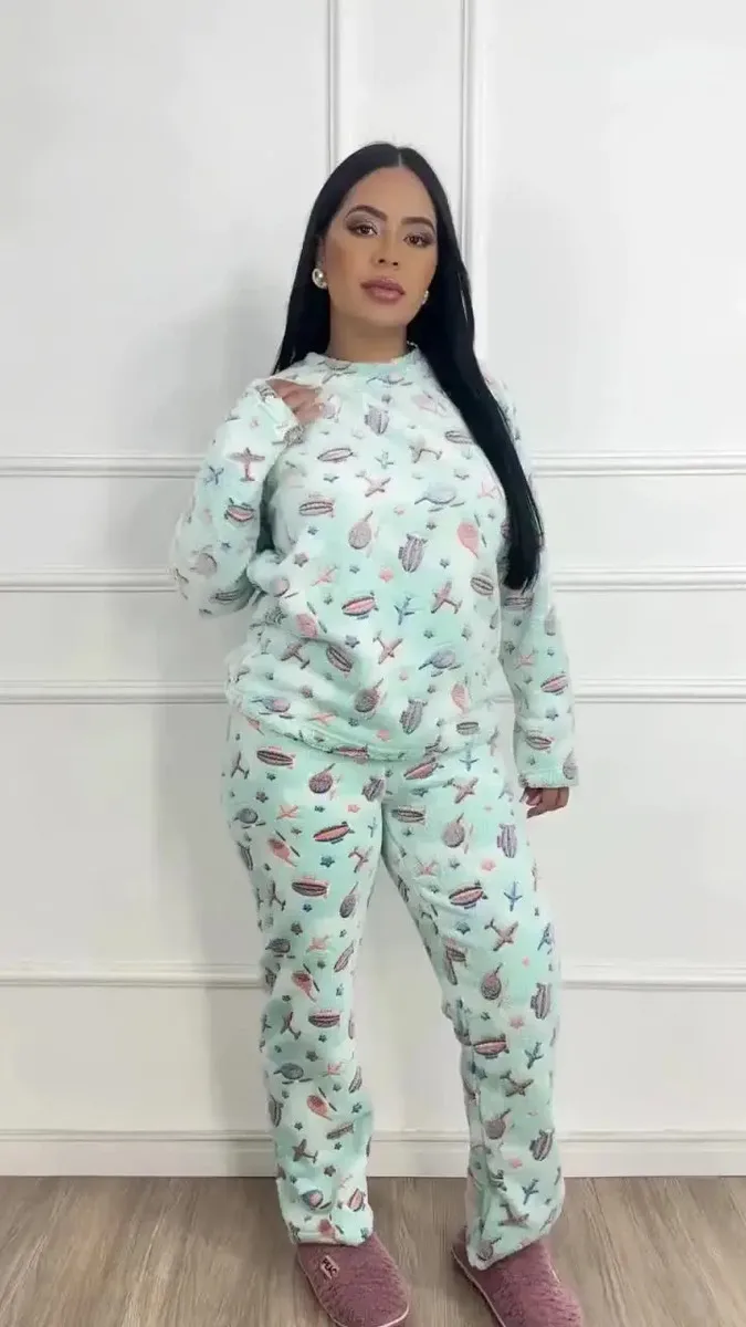 Pijama De Frio Inverno Ultra Soft Peluciado Com Estampas