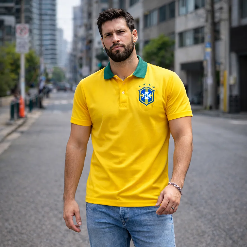 Camisa Gola Polo Do Brasil Selecao Brasileira Premium Hexa Amarelo G