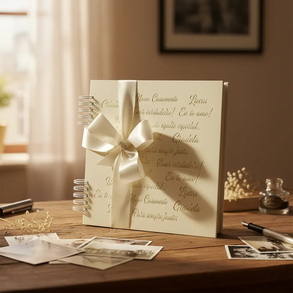 Casamento Álbum Personalizado Scrap Fotos Assinatura C/ Cx Marfim Frases De Amor Casamento Namorados