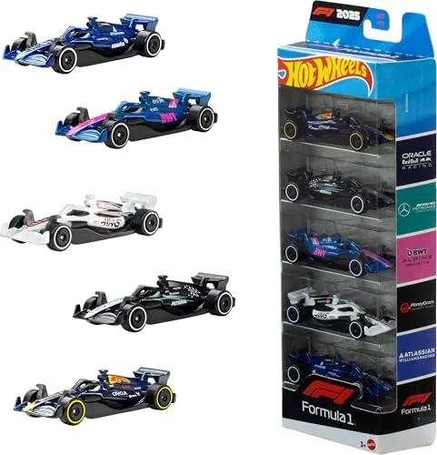 Kit Hot Wheels® com 5 veículos metálicos temáticos de 7 cm, cheios de detalhes e estilo. Perfeito para colecionar, brincar e ampliar a coleção.
