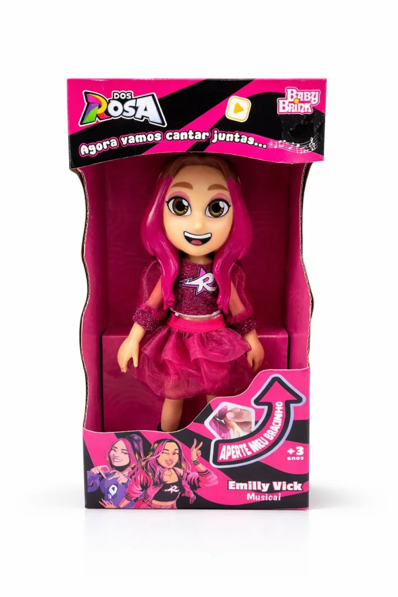 BONECA EMILLY VICK MUSICAL DOS ROSA 25CM - NOVABRINK