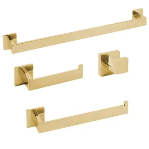 Kit Acessórios Para Banheiro Inox Premium Dourado Brilhante 4