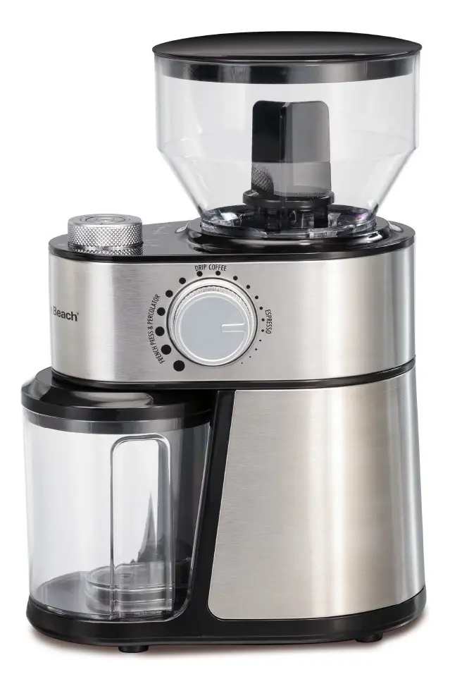 Moedor De Café Grande Hamilton Beach 225w Inox 18 Configurações De Moagem Grossa a Extrafina Quantidades Ajustáveis De 2 a 14 Xícaras - 127v
