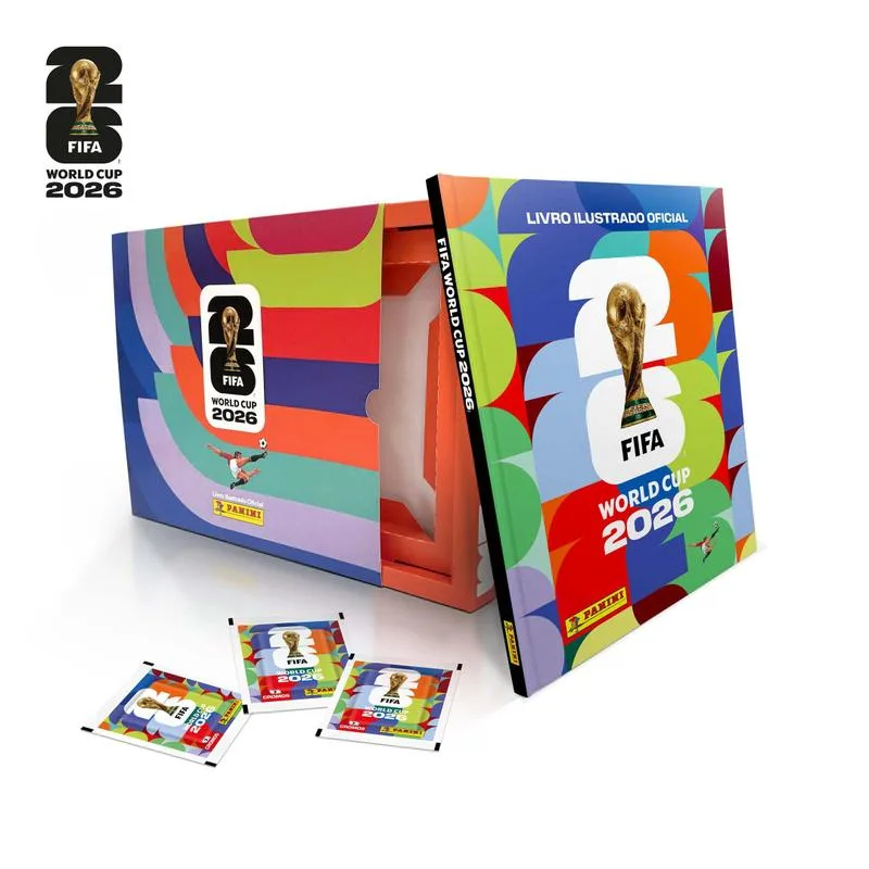 [Pré-venda] Box Gaveta Álbum de Figurinhas Capa Dura (Colorido) Copa do Mundo FIFA 2026 EUA com 60 Pacotes de Figurinhas Panini
