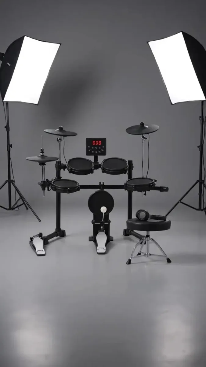 Kit Bateria Eletrônica Completa Groove Drums Edg500 5 Pads Mesh 3 Pratos Profissional + Banco Fone De Ouvido