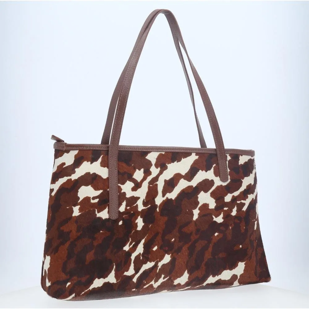 Bolsa de Ombro em Couro Estilo Animal Print